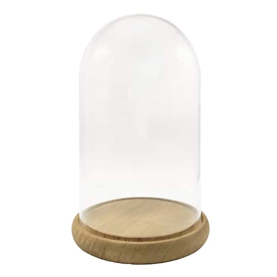 Ashland; 9.5" Glass Cloche with Wood Base by Ashland®; Category:Planters & Containers; Image:1